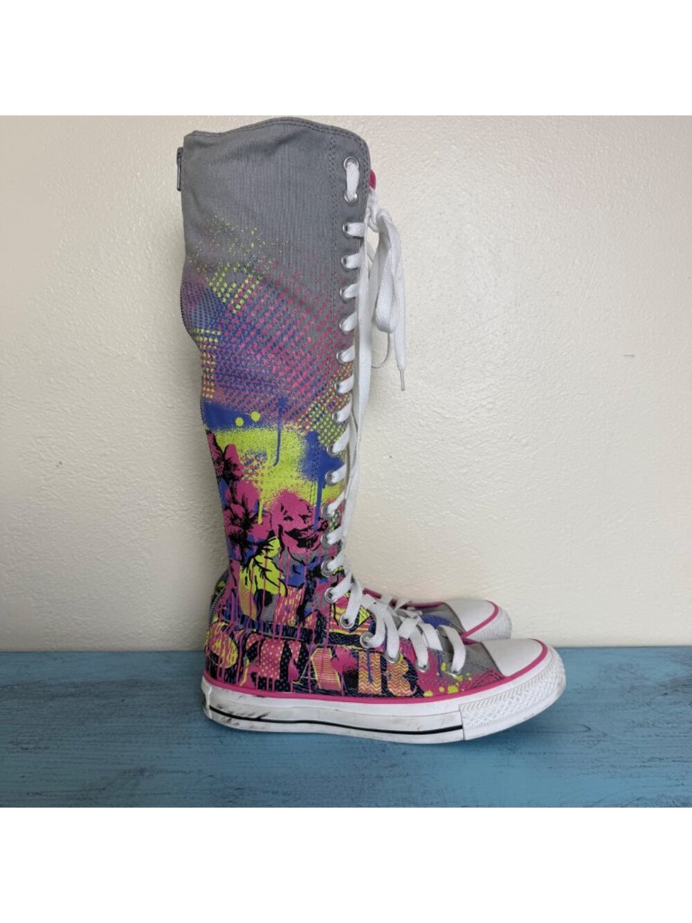 Converse Chuck Taylor Y2K All-Star Knee High Mirage Grey/Pink Zip Lace-up Sz 6